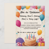 Ballon-gevulde verjaardagsfeest! kaart (Voorkant / Achterkant)