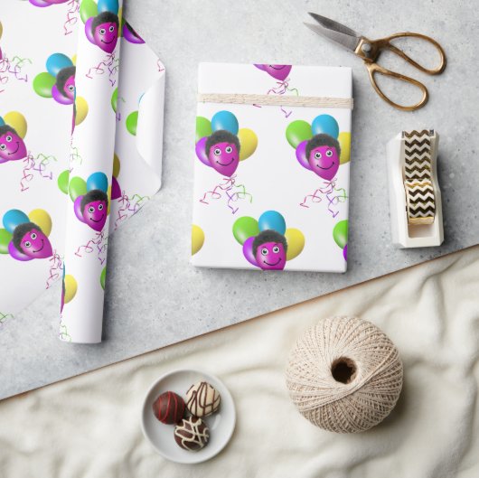 Ballon Gezicht Verjaardag Cadeaupapier (Crafts)