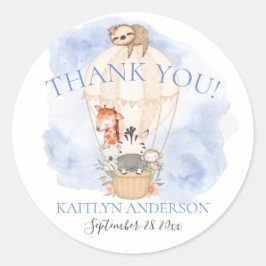 Ballon Giraffe Zebra Dank je Baby shower Ronde Sticker