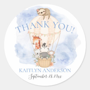 Ballon Giraffe Zebra Dank je Baby shower Ronde Sticker