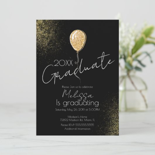 Ballon Glitter College Highschool Afstuderen Kaart (Staand voorkant)