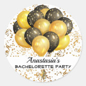 Ballon Gold Confetti Bachelorette Ronde Sticker (Voorkant)