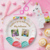 Ballon goudroze Confetti foto's van elke leeftijd Papieren Bordje (Feest)