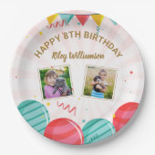 Ballon goudroze Confetti foto's van elke leeftijd Papieren Bordje (Voorkant)