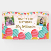 Ballon goudroze Confetti foto's van elke leeftijd Spandoek (Horizontaal)