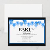 Ballon Graduation Party Invitation Blauw Afstudeer Uitnodiging Briefkaart (Voorkant / Achterkant)