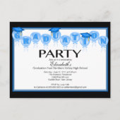 Ballon Graduation Party Invitation Blauw Afstudeer Uitnodiging Briefkaart (Voorkant)