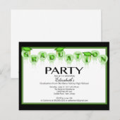 Ballon Graduation Party Invitation Green Pet Uitnodiging Briefkaart (Voorkant / Achterkant)