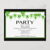 Ballon Graduation Party Invitation Green Pet Uitnodiging Briefkaart (Voorkant)