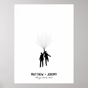 Ballon Guestbook Weddenschap Fingerprint Poster
