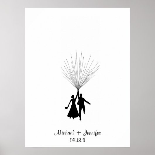 Ballon Guestbook Weddenschap Fingerprint Poster (Voorkant)
