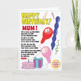 BALLON Happy Birthday MUM kaart schattig