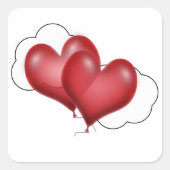 Ballon Hartjes Koppel Vierkante Sticker (Voorkant)