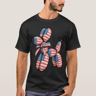 Ballon Hond Ballon Draaien 4 juli Amerikaans T-shirt