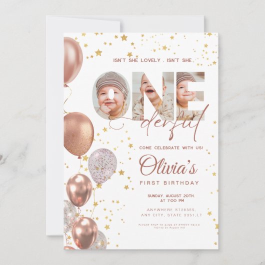 Ballon Is Ze Niet Ouderwets 1e Verjaardag 3 Foto Kaart (Voorkant)