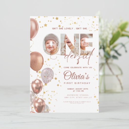 Ballon Is Ze Niet Ouderwets 1e Verjaardag 3 Foto Kaart (Staand voorkant)