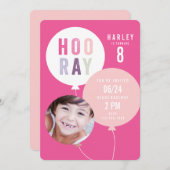 Ballon kinder fotoverjaardagsuitnodiging kaart (Voorkant / Achterkant)