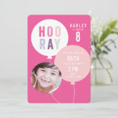 Ballon kinder fotoverjaardagsuitnodiging kaart (Staand voorkant)