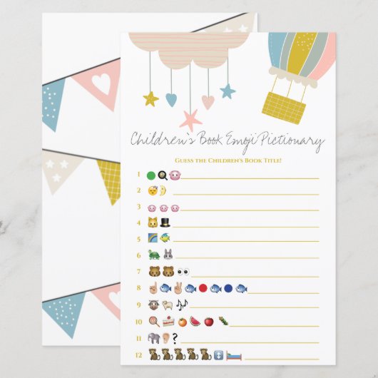 Ballon Kinderboek Emoji Baby shower Game (Voorkant / Achterkant)