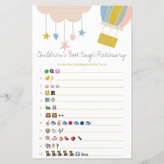 Ballon Kinderboek Emoji Baby shower Game (Voorkant)