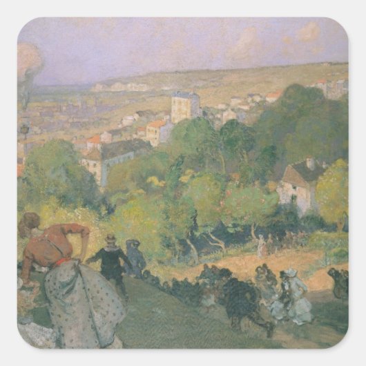 Ballon Landing at Pre St-Gervais, c.1885 Vierkante Sticker (Voorkant)