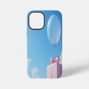 ballon met cadeau in blauwe lucht iPhone 12 mini hoesje