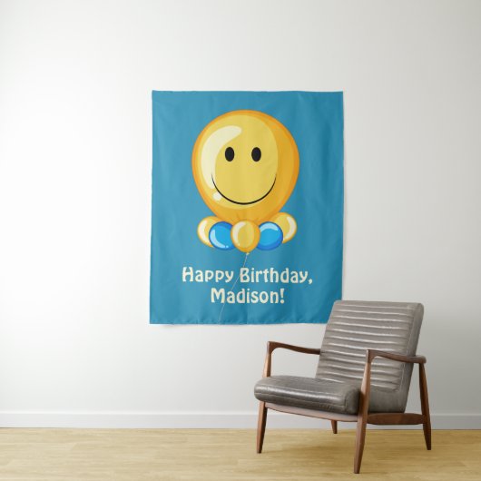 Ballon met eigen tekst en kleur wandkleed (In situ)