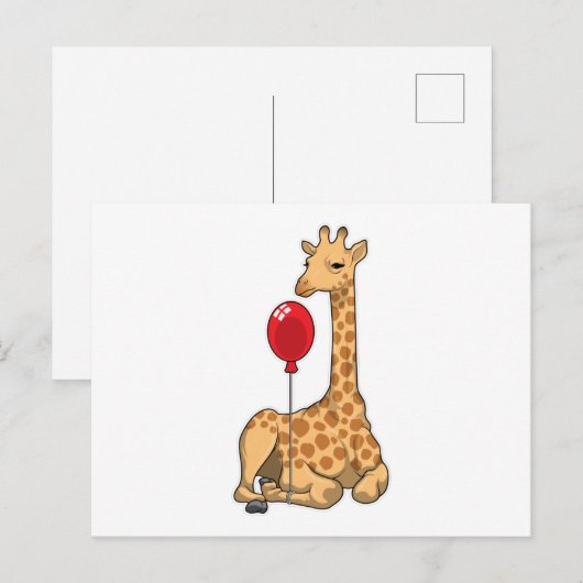 Ballon met giraffe briefkaart (Voorkant / Achterkant)