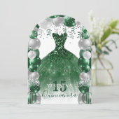 Ballon met groene witte sparkle Dress Kaart (Staand voorkant)