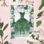 Ballon met groene witte sparkle Dress Kaart