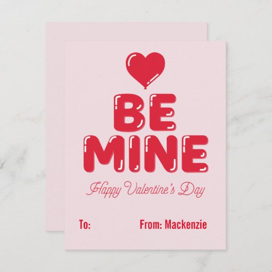 Ballon met mijn hart Letter-klaslokaal Valentijn Feestdagenkaart (Voorkant / Achterkant)