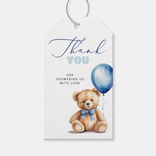 Ballon minimalistisch modern Baby shower dank u Cadeaulabel (Voorkant)
