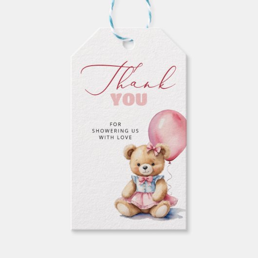 Ballon minimalistisch modern Baby shower dank u Cadeaulabel (Voorkant)