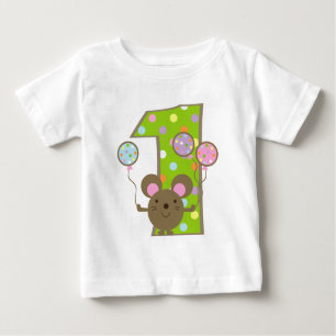 Ballon Mouse Green 1st Birthday T-Shirt