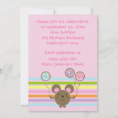 Ballon Mouse Pink Birthday Party - Uitnodiging (Achterkant)