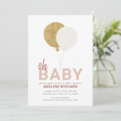 Ballon Oh Baby shower uitnodiging (Staand voorkant)