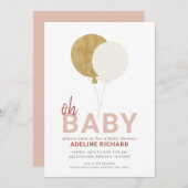 Ballon Oh Baby shower uitnodiging (Voorkant / Achterkant)
