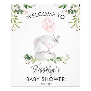Ballon Olifant Foliage Baby shower Welkomstbord Foto Afdruk