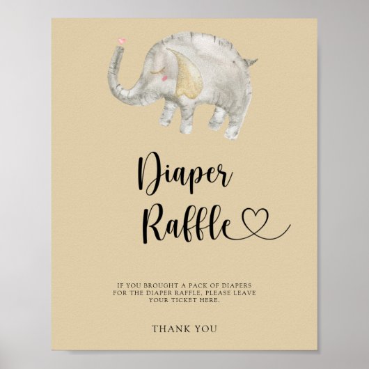 Ballon Olifant luier tombola poster (Voorkant)