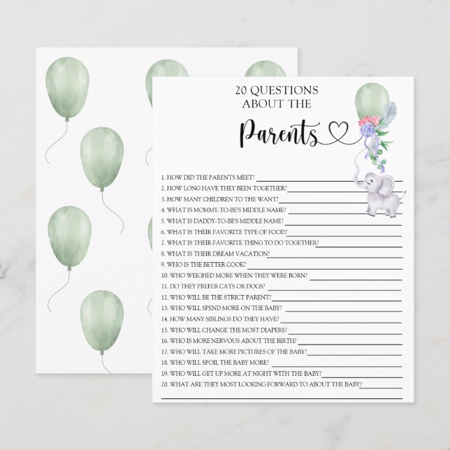 Ballon & Olifant spellen over de ouders (Voorkant / Achterkant)