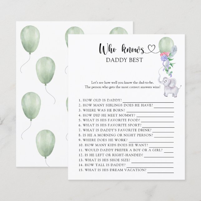 Ballon & Olifant - Wie kent papa beste spel (Voorkant / Achterkant)