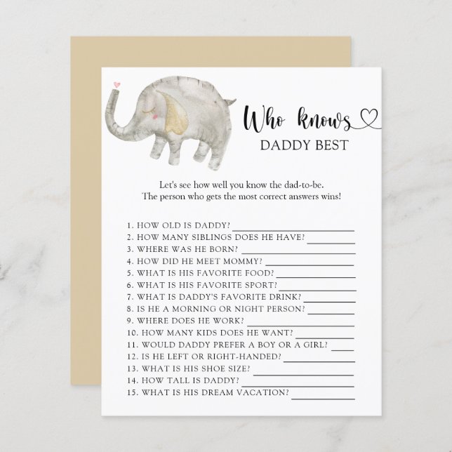 Ballon Olifant - Wie kent PAPPIE het beste spel (Voorkant / Achterkant)