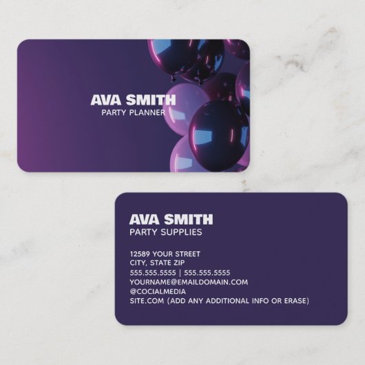 Ballon Party-decor Visitekaartje (Voorkant / Achterkant)