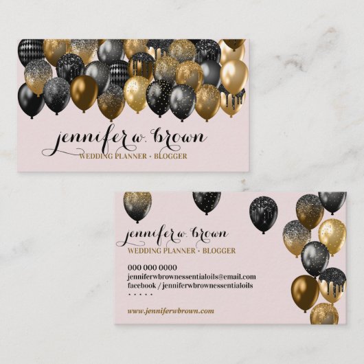 Ballon Party Event Planner roze Visitekaartje (Voorkant / Achterkant)