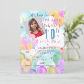 Ballon Pastel Foto Verjaardag Kaart (Staand voorkant)