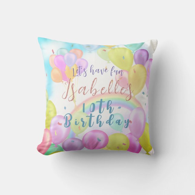 Ballon Pastel Verjaardag Kussen (Voorkant)