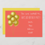 Ballon peuter jong meisje verjaardagsfeest kaart (Voorkant / Achterkant)