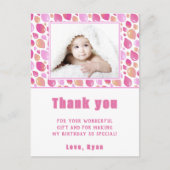 Ballon Pink Girl Kind Foto Birthday Dank je Briefkaart (Voorkant)