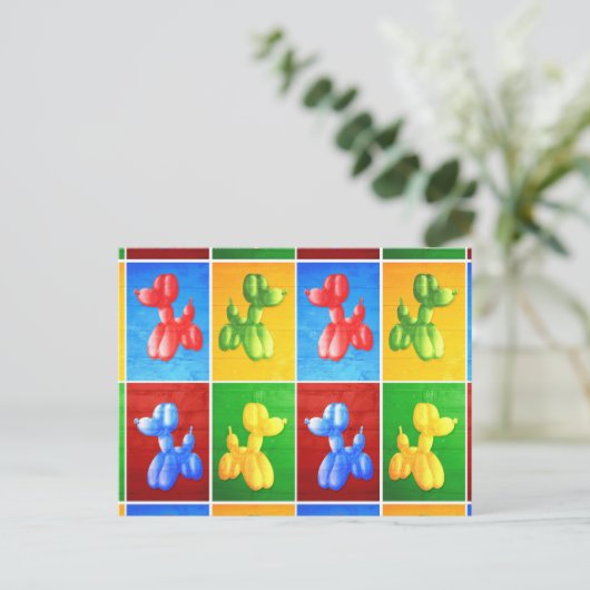 Ballon Poodle Briefkaart (Staand voorkant)