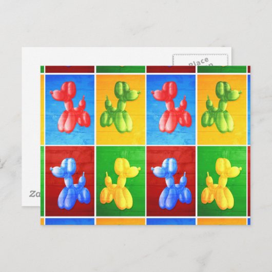 Ballon Poodle Briefkaart (Voorkant / Achterkant)